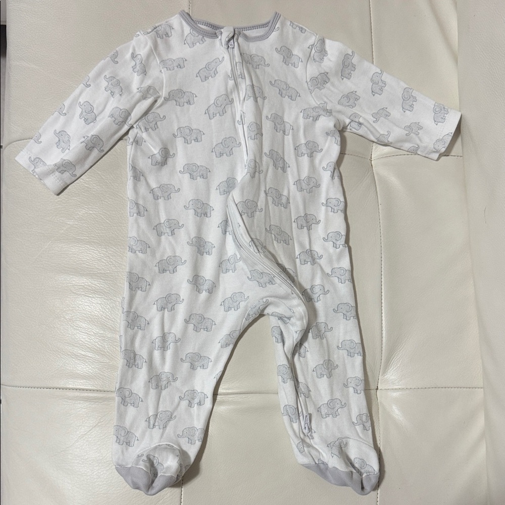 Little Me Gray Elephant Print Footie